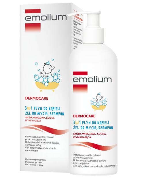 emolium dermocare 3w1 płyn do kąpieli żel do mycia szampon